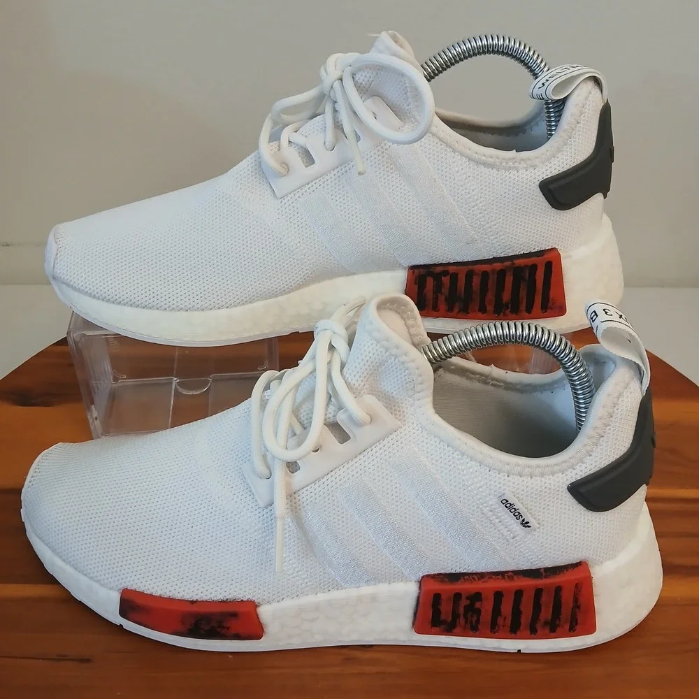 Adidas NMD R1 Men 7.5 White Running Shoes Sneakers GX9527